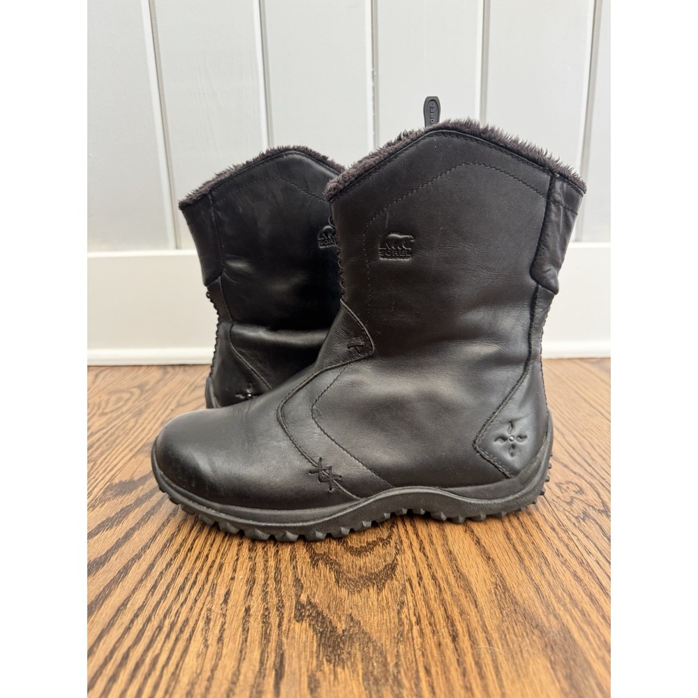 Sorel Mirabel Women's 7 Black Leather Waterproof Thinsulate Winter Boots